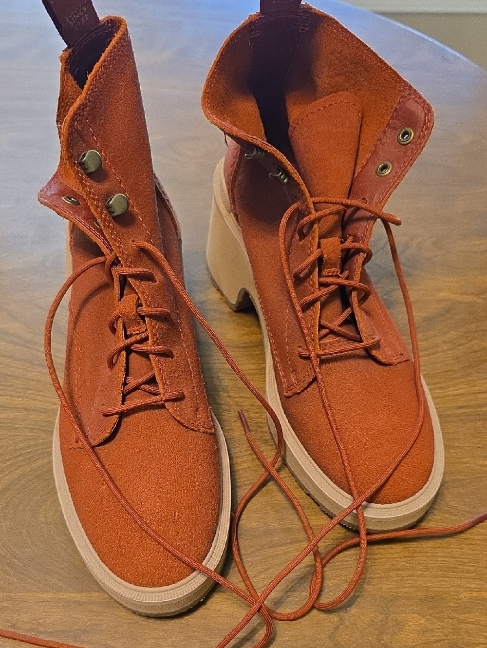 Sorel Rust Suede Lace-Up Platform Boots